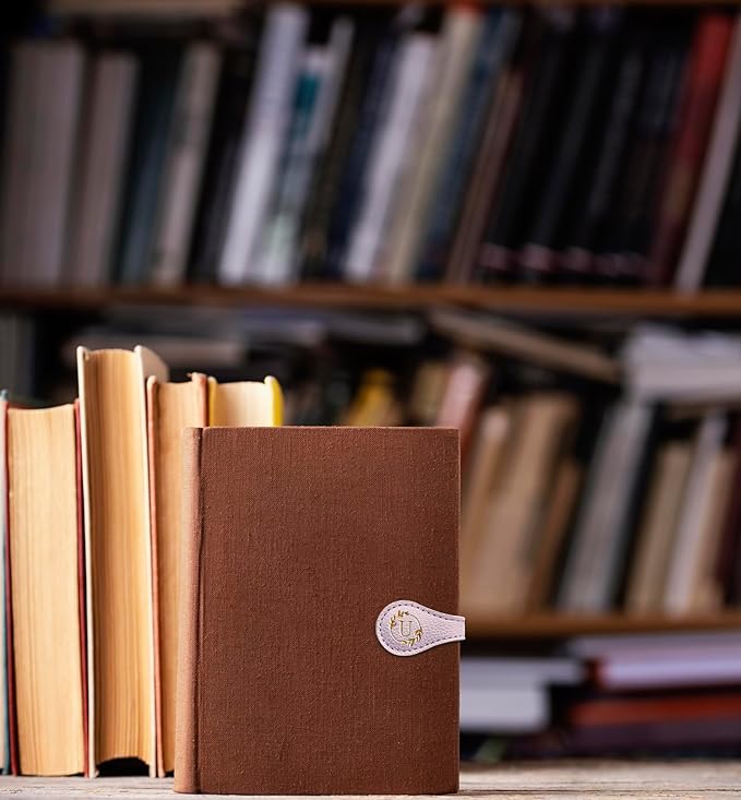 ABTOLS Magnetic Leather Initial Bookmarks, Vintage Initial ID Identification Book Marker Clip Gift Purple Capital Letter Book Markers for Book Lover Avid Readers (U)