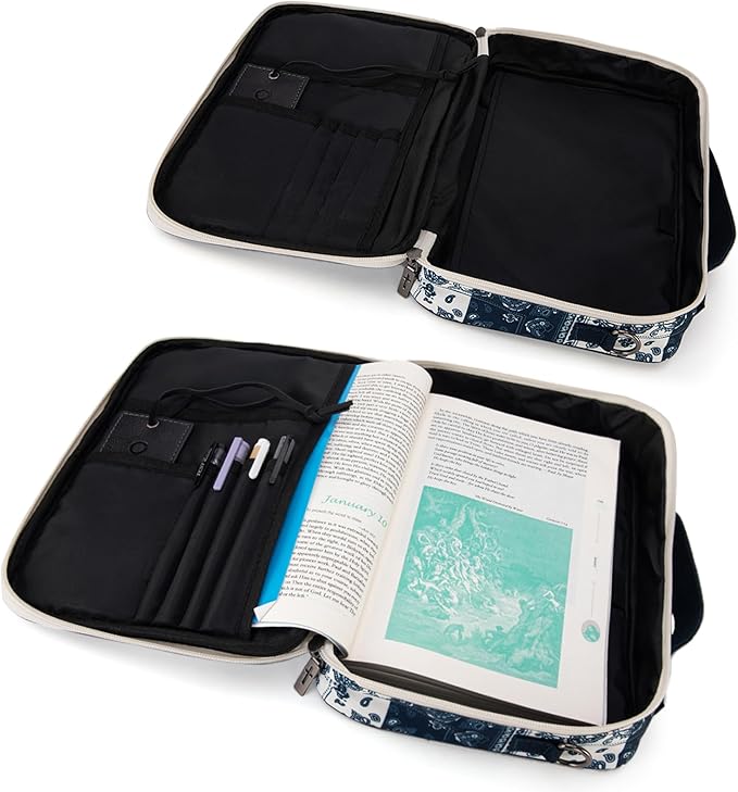 Montana West Bible Book Covers for Women Canves Bible Cases with Zippered Pocket Bible Bags Handheld Crossbody Church Bible Study Supplie