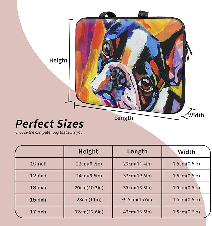 Laptop Sleeve Case Bag 13 inch, Watercolor Dog Slim Carrying Case Durable Handbag Travel Laptop Bag for 13 inch MacBook Air M3/M2/Pro M2/ 13" iPad Pro/Air M4/M2 2024