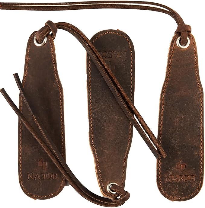 Leather Bookmark Handmade - Genuine Leather Book Marks - Perfect Bookmark for Men Women and Kids | Great Idea for Leather Gifts for Bookworms Writers Relatives and Friends (3 Bookmarks)