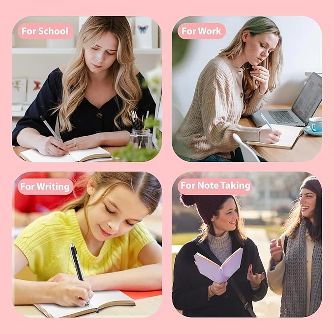 CAGIE Lined Journal Notebook for Women and Girls 256 Pages Cute Diary with Heart-Shaped Leather Journals for Writing A5 Soft Cover Notebooks for Work School (A Purple and Pink, A5)