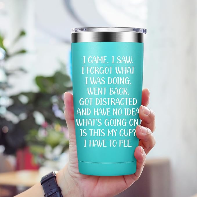 I Came I Saw Tumbler for Women - Funny Tumbler for Women - Fun Birthday Gifts for Women, Sister, Mom, Bestie, Female Coworkers, 20 Oz Stainless Steel Insulated Funny Water Tumbler, Mint