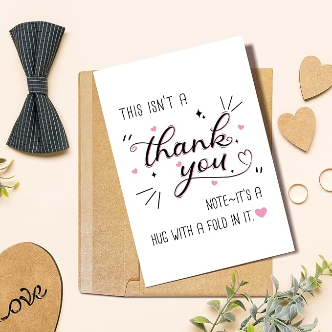 Funny Thank You Card for Women Men, Cute Appreciation Card for Him Her, Thanks Card for Boss Family Teacher, Hug With A Fold In It