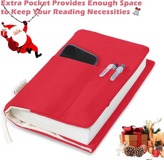 Canvas Book Covers, Washable Book Protector, Book Cover for Paperback Novels, Adjustable Book Cover for Hardcover with Pockets for Pen, Soft Cover Books, Book Lovers Gifts
