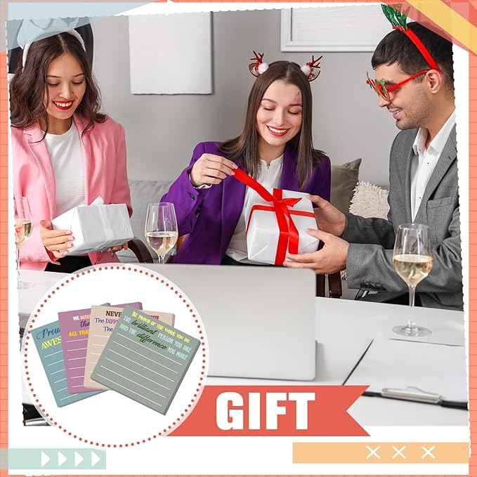 Yinder 24 Pcs Team Sticky Notes Team Appreciation Gifts Bulk Employee Coworker Inspirational Sticky Notes Pad Appreciation Gifts for Teacher Nurse Office Supplies 3 x 3''(Morandi Color,Appreciation)