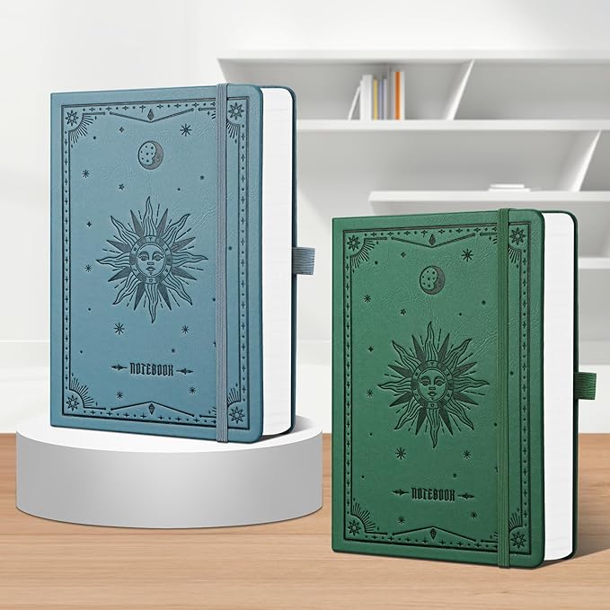 EMSHOI Blank Notebook Journal - 320 Pages, 100gsm Thick Paper, A5 Hardcover Leather, Art Sketchbook for Drawing, Unlined, Plain Sketch Book for Women Men Work Writing, 5.75 X 8.38, Dark Green