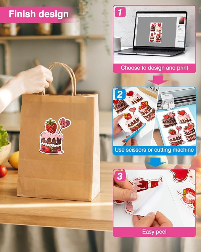 QYH Sticker Paper for Inkjet Printer - 240 Sheets White Matte Printable Vinyl Sticker Papers 8.5x11 In Labels Waterproof Stickers for Cutter, Crafts, Scrapbooking Dries Quickly & Tear Resistant