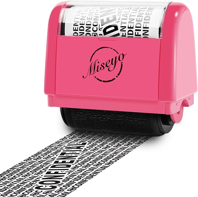 Miseyo Wide Roller Stamp Identity Theft Stamp 1.5 Inch Perfect for Privacy Protection - Peach