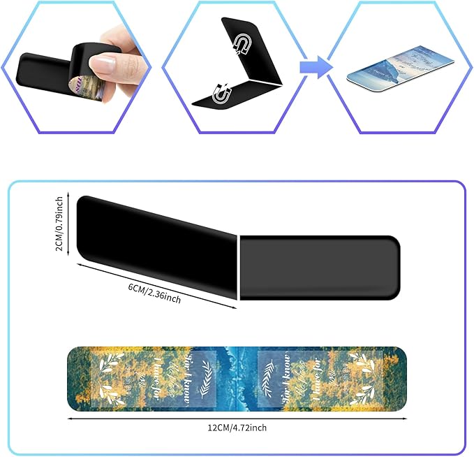 48 Piece Bible Verse Magnetic Bookmarks - Christian Scripture Inspirational Book Marks with Boxes - Religious Motivational Book Marker Prayer Page Clips for Women & Men Reading Gifts(Landscape Style)