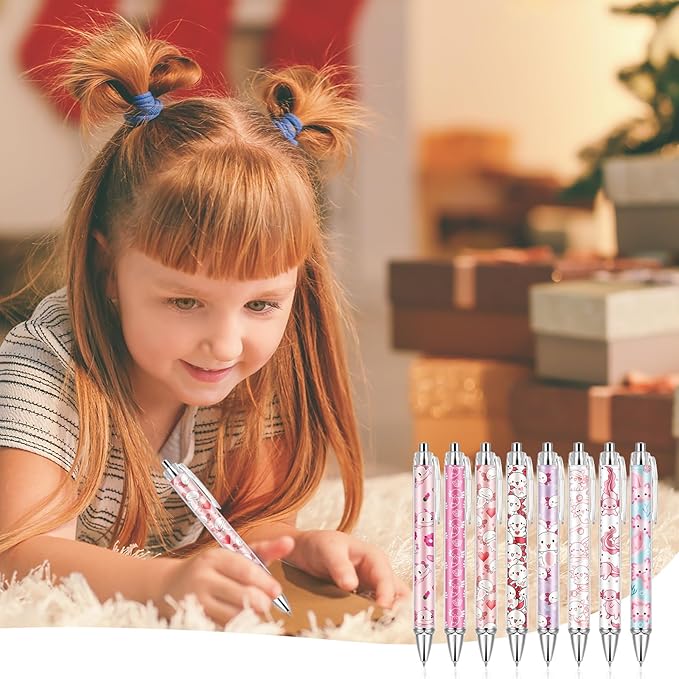 Ireer 8 Pcs Ballpoint Pens for Women 1.00 mm Cute Black Ink Fancy Pens Fine Point Smooth Writing for Journaling Aesthetic Office Supplies(Axolotl)