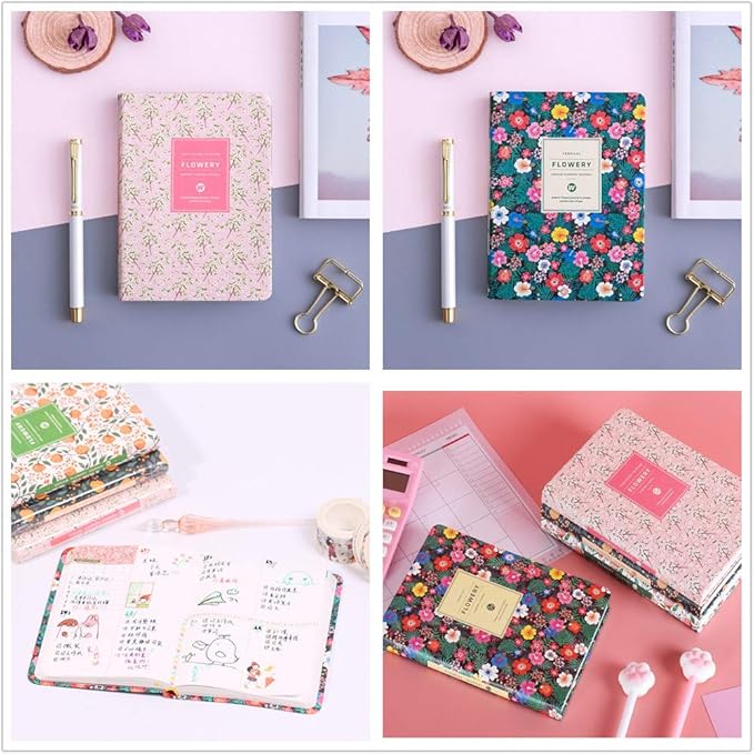 Flowery Journal, Planner Notebook and Calendar Schedule Organizer (Green Tropical, A6(7 inch))