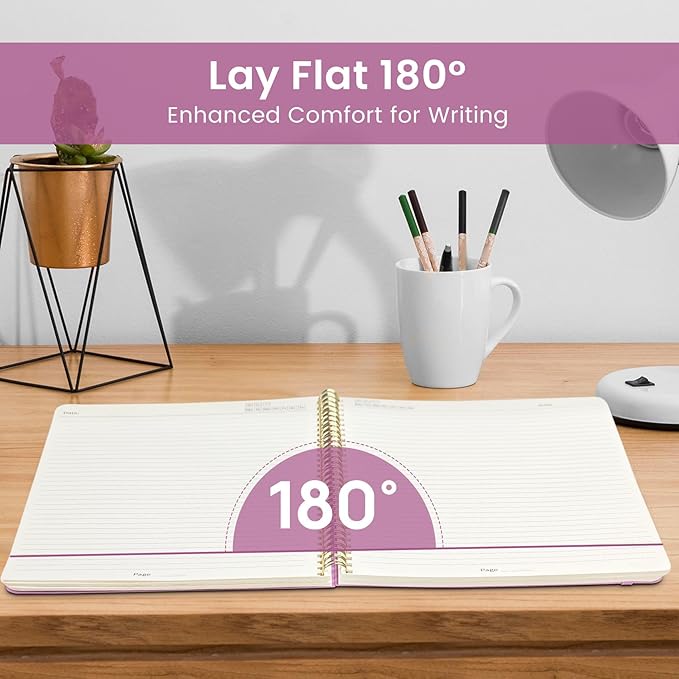 Taja Spiral Lined Notebook, 8.5"x11" Notebooks for Work, Large A4 Journal for Women & Men, College Ruled Journaling Notebook for Writing, Plastic Cover Spiral Journal, Purple