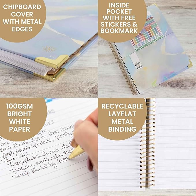 bloom daily planners HARDCOVER 2025 (8.5" x 11") Calendar Year Day Planner (January 2025 - December 2025) - Aesthetic Goal Organizer - Monthly & Weekly Inspirational Agenda Book - Iridescent Opal