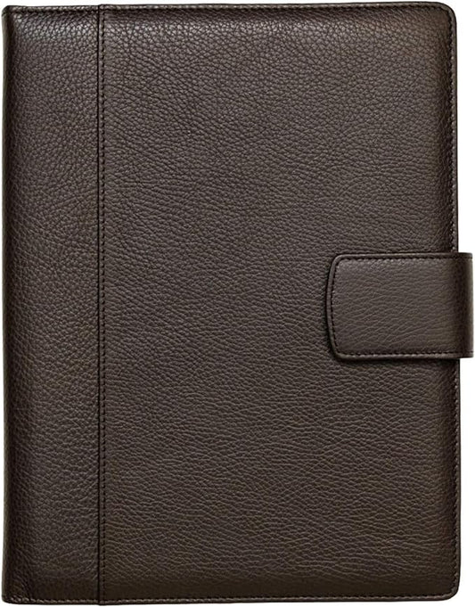 Maruse Italian Leather Executive Padfolio, Folder Organizer with Magnetic Closure and Writing Pad, Handmade in Italy, Dark Brown