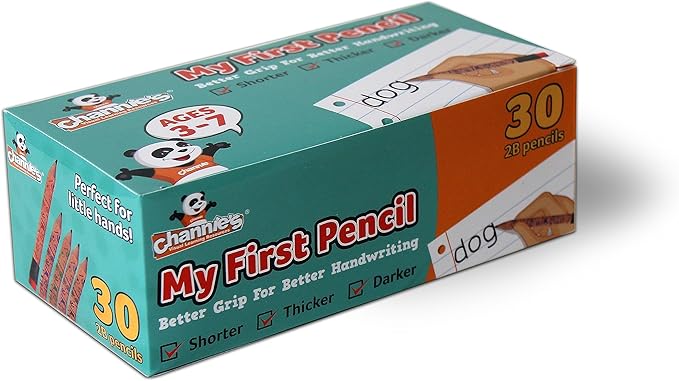Channie's Extra Thick Pencils for Kids - Ideal for PreK and Kindergarteners Learning Handwriting - Box of 30 Pencils, Perfect for Classroom Prizes and School Supplies - Wooden