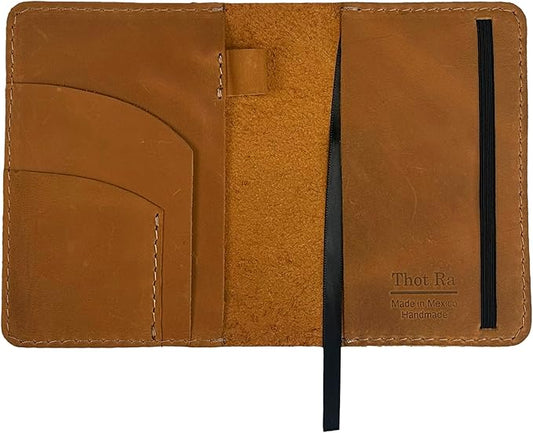 Leather Cover for Field Notes, Passport Cover, Leather Notebook Cover for 3.5" x 5.5" with Pen Holder, Only Cover (Honey)