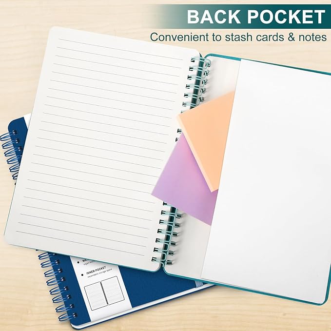 Turquoise Lined Spiral Journal Notebook with 160 Pages, 8×5.7in, A5 Spiral Notebook, Journaling Notebooks for Work, School, Women, Men, College Ruled Spiral Notebook, Hardcover Leather Journals