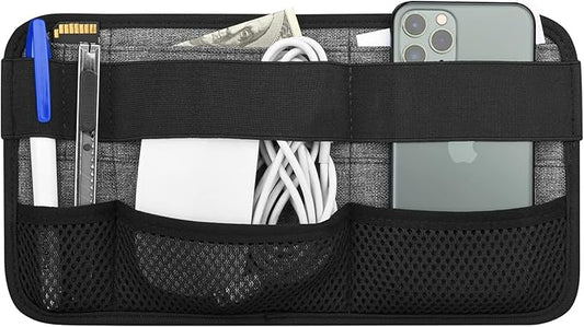 Laptop Tech Organizer, Portable Office Organizer, Travel Cable Organizer, Electronics Organizer Attachable to Laptop for Holding Laptop Mouse, Power Bank, USB Adapter, Charger, Cellphone - GRAY