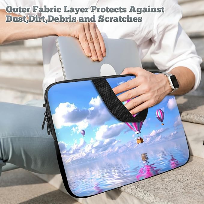 Laptop Sleeve Case Bag 15 inch, Hot Air Balloon Slim Carrying Case Durable Handbag Travel Laptop Bag for 15 inch MacBook Air M3/M2/15 Pro/Surface Laptop 7/6/5/4/3/ Dell XPS 15 Plus