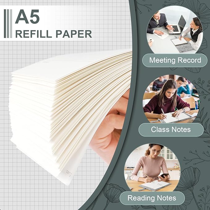 Toplive Cornell A5 Filler Paper, A5 Refill Paper 6 Ring Cornell Notes Loose Leaf Paper, 160 Sheets Refillable Inserts Paper Notes Taking System for Office School College Study