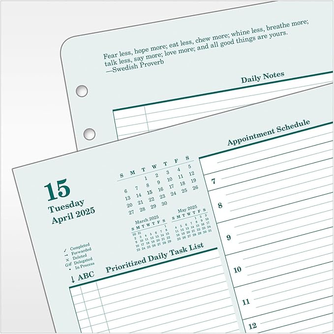 FranklinCovey - Original Two Page Per Day Ring-Bound Planner (Monarch, Apr 2025 - Mar 2026)