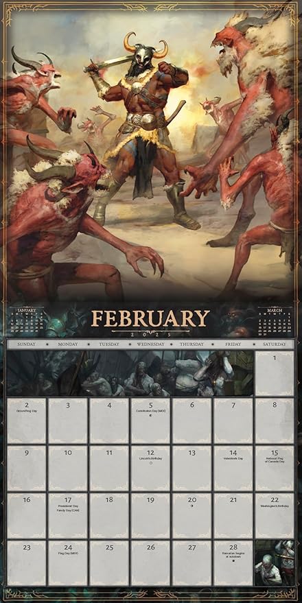 2025 Diablo 4 Wall Calendar & Push Pins