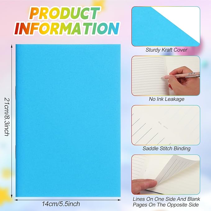 Gueevin 90 Pcs Blank Books for Kids to Write Stories Bulk Composition Notebooks Colorful Soft Cover Notebooks for Drawing Ruled Lined Journals Sketching Kindergarten Easter Gift (Classic Colors)