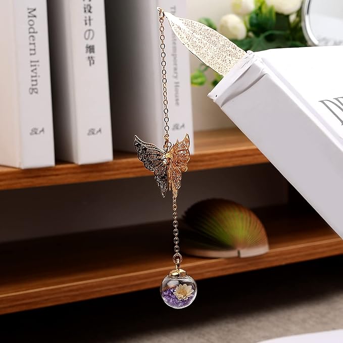 Toirxarn Gold Bookmark with Butterfly Charm - Elegant Bookmarks for Women, Book Lovers Gifts, Book Marker for Reading, Teacher Appreciation Gifts, Unique Birthday Gifts, Stocking Stuffers