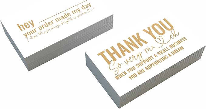 ITZAMNA Thank you for supporting small business cards Customer appreciation note cards Pink Script with Heart Pack of 100 WHITE