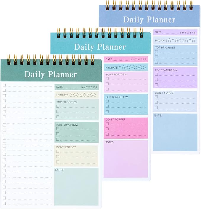 Set of 3 To Do List Notepad, 52 Sheets Undated Daily Planner 2024, 5.2"x7.8" To Do List Notebook, Daily Checklist for School/Office Supplies