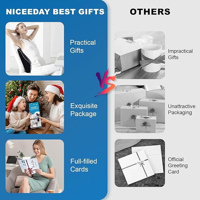 Lumbar Support Pillow for Office Chair Car, Gaming Chair Lower Back Pain Relief Memory Foam Cushion with Greeting Card,3D Mesh Cover Ergonomic Orthopedic Back Rest,Happy Birthday Gift Box for Women