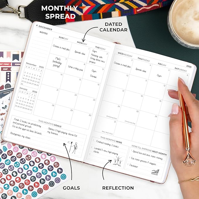 Clever Fox Dated Planner Premium Edition – 2025-2026 Weekly Planner for Planning, Goal Setting & Time Management – Planner Notebook with Habit Tracker & to-do List – A5 Size (Rose Gold)
