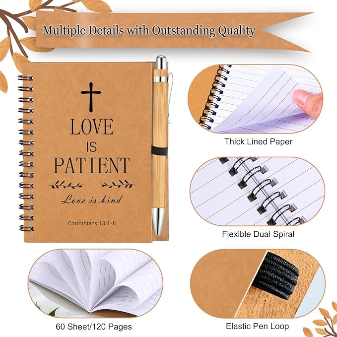 50 Christian Bible Notebooks with 50 Pens, Spiral Journal Bulk Prayer Notes Christian Religious Gifts for Family Friends Colleagues