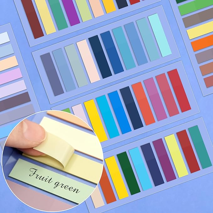 SIQUK 4200 Pieces Sticky Tabs for Annotating Books Tabs Morandi Sticky Flags Clear Transparent Page Markers Strip Page Flags Colored Tabs Writable and Repositionable Book Annotation Tabs