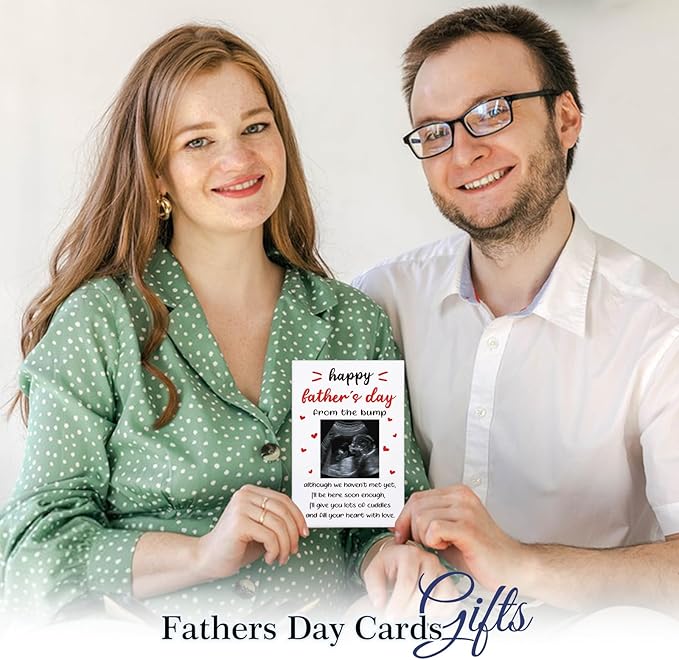 FaCraft Happy First Fathers Day Card for New Dad Dad to Be Expecting Fathers, Photo Insert, 4 x 6 Happy 1st Fathers Day Gift Card with Envelope from Wife Daughter Son Baby Boy Girl