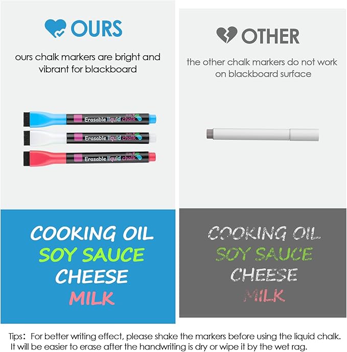 MaxGear Magnetic Black Dry Erase Board Sheet 12"x8" for Refrigerator, Small Fridge Magnetic Whiteboard for Kitchen, Fridge Shopping List for Family Planner and Grocery List, 3 Chalk Markers