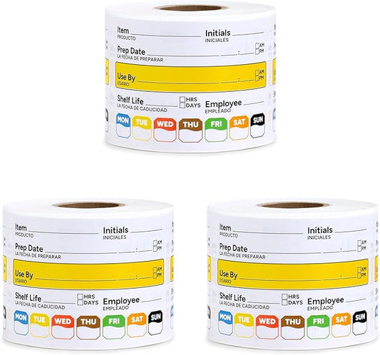 Restaurant Quality Shelf Life Food Rotation Labels, 2” x 3” Self-Adhesive Removable Freezer Food Labels Stickers, Perfect for Reusable Containers, Easy to Remove, Food Safety Date Sticker (3 PCS)