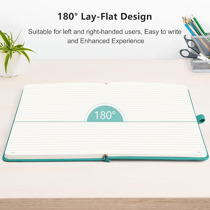 RETTACY Journaling Notebooks, A5 Lined Notebook Journal with 320 Numbered Pages, 5.7'' × 8.3'', Medium Size, Journal Notebook for Writing, Work, Leather Hardcover, 100 GSM Thick Paper (Cyan)