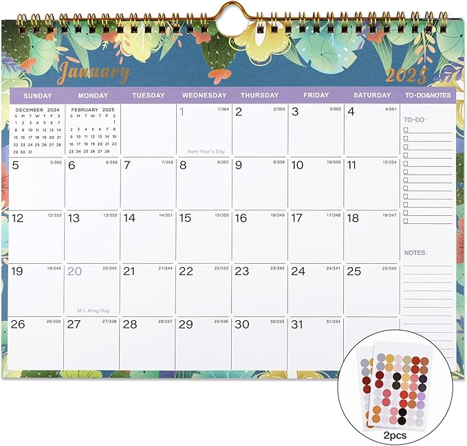 Lbylyhxc 2025-2026 Calendar - 18 Monthly Wall Calendar 2025-2026 from January 2025 to June 2026, 11 x 8.5 Inches.Thick Paper with Julian Dates and Block for New Year and Christmas Presents (2025-2026 wall calendar flower)