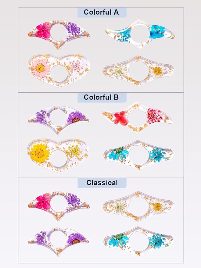 4 Pieces Dried Flower Resin Book Page Holder Transparent Thumb Ring Page Holder Handmade Personalized Flower Resin Bookmark Reading Accessories Gift for Teachers Book Lovers (Classical)