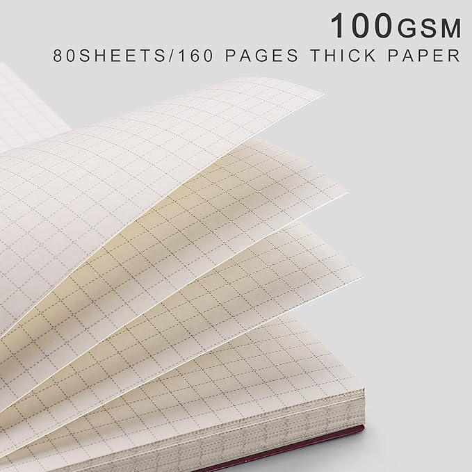 EMSHOI Graph Paper Spiral Notebook 7.48" x 10.15", 2 Pack 320 Pages B5 Large Graph Notebook with Sticky Notes, 100gsm Thick Grid Paper, Plastic Hardcover Journals for Writing Engineering Graphing