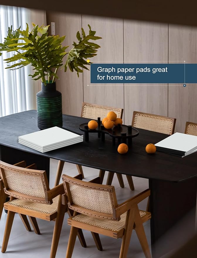 Graph Paper Pad 8.5 x 11, 12 Pack Graph Paper Notebook, 4x4 Graph Ruled, Grid Paper Pad 8-1/2" x 11", Blueprint Quadrille Pads, Grid Paper Notebook 8.5 x 11, White 70 GSM Graft Paper, 30 Sheets/Pad