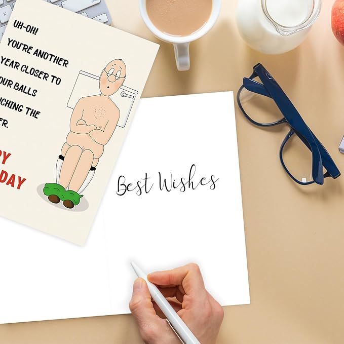 Funny Birthday Card for Men, Humorous Bithday Gifts Card for Him, Boyfriend Husband Birthday Card, Birthday Card for Dad - YOU'RE ANOTHERYEAR CLOSER TOYOUR BALLS TOUCHING THEWATER