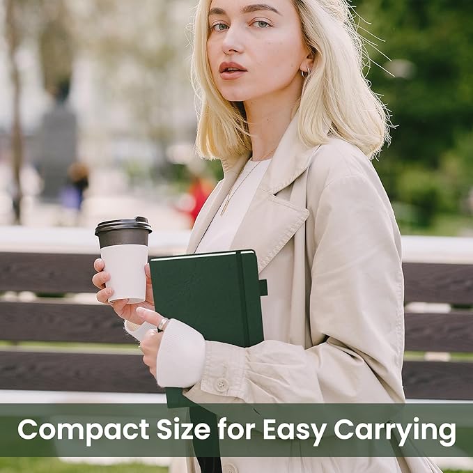 Lined Journal Notebook for Women & Men, Hardcover Leather Journal for writing, A5 College Ruled Notebook for Work & Note Taking, Perfect for Office School Home Supplies, 160 Pages, Dark Green