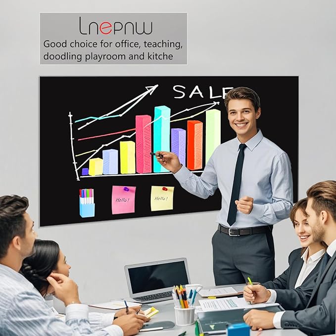 Magnetic Chalkboard Contact Paper 16.2" x 24" Self Adhesive Wall Board Sticker with Liquid Chalk for Kids Black Chalk Board Wallpaper Roll Alternative Magnetic Blackboard Paint