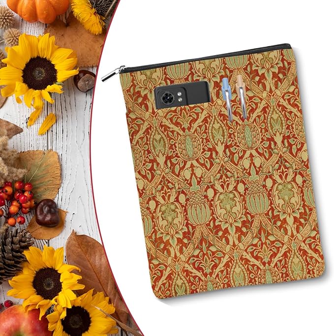 Vintage Flower Book Sleeve Book Lovers Gifts Autumn Style Waterproof Book Cover Book Accessories Book Covers for Paperbacks Book Pouch Book Protector with Front Pocket for Women Girls Readers Daughter