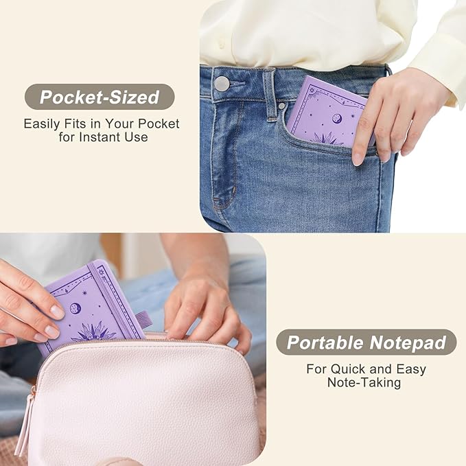 EMSHOI Lined Journal Pocket Notebook - A6 Small Leather Hardcover Notebook for Women, College Ruled 160 Numbered Pages, Mini Notepad for Travel Work School Office Writing Gifts 3.7x5.7, Light Purple