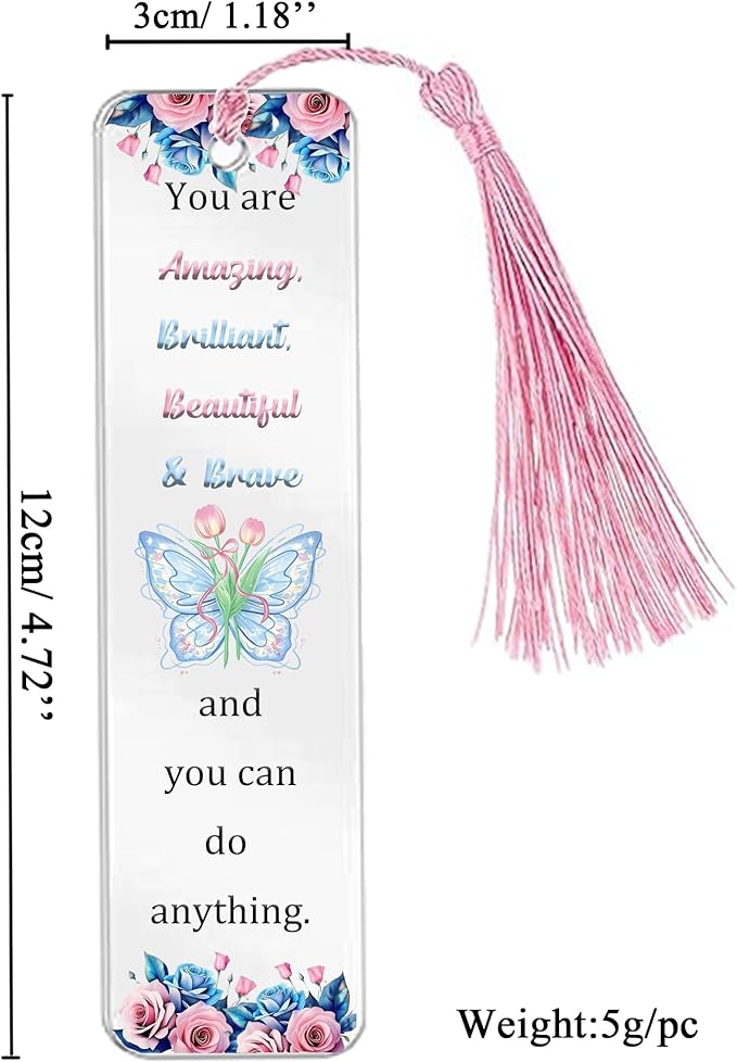 Inspirational Gifts for Women Girls Birthday Gift for Best Friends Sister Niece Daughter Cousin Besties Wife Personalised Acrylic Butterfly Plaques Bookmarks Set Flower Encourage Keepsake Colleague
