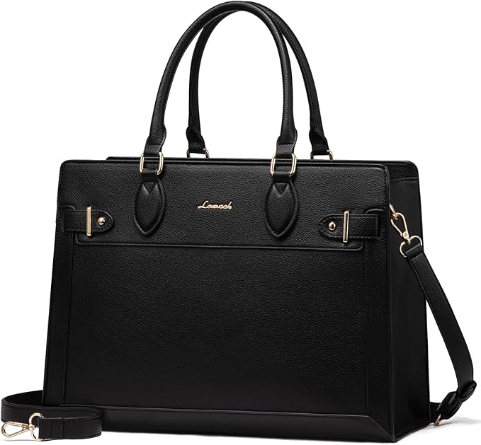 LOVEVOOK Laptop Bag for Women, 15.6 Inch Large PU Leather Tote Bag, Professional Teacher Work Bag, Waterproof Business Computer Briefcase, Shoulder Tote Purse for Office