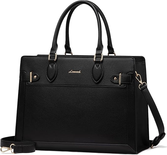 LOVEVOOK Laptop Bag for Women, 15.6 Inch Large PU Leather Tote Bag, Professional Teacher Work Bag, Waterproof Business Computer Briefcase, Shoulder Tote Purse for Office